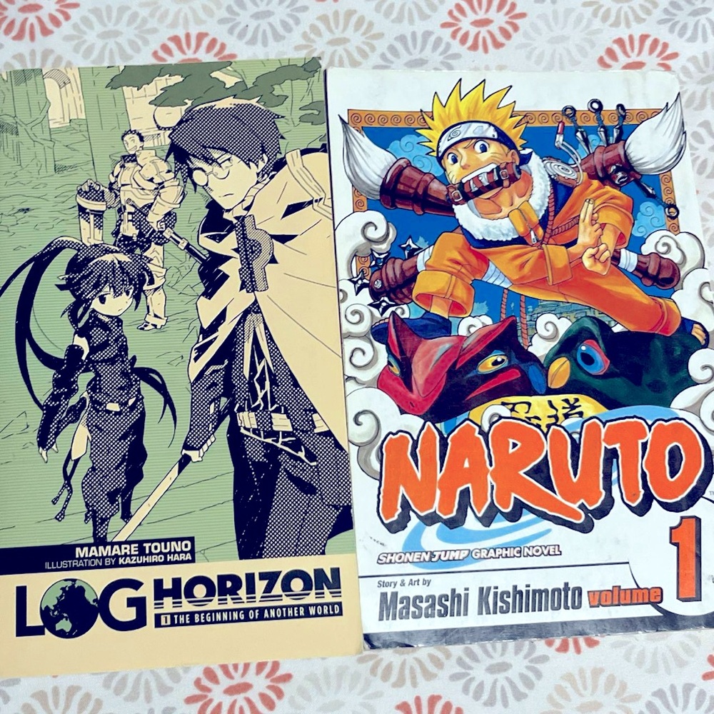 Naruto volume 1 and Log Horizon 1: beginning of another world